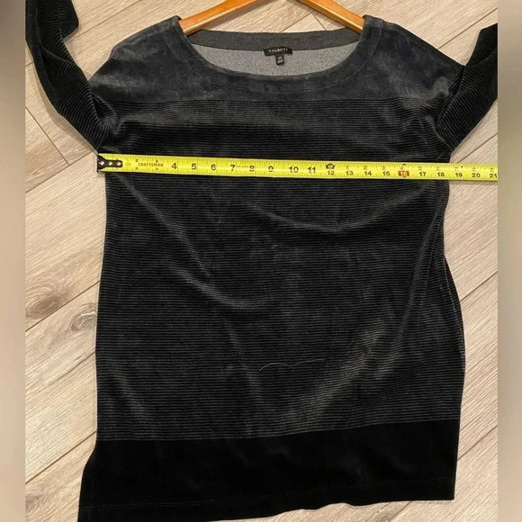 Talbots Luxe Velour Charcoal & Black Color-block Soft Top Women’s X-Small NWT - Picture 7 of 9